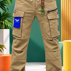 Men's Khaki Multi-Pocket Cargo Pants