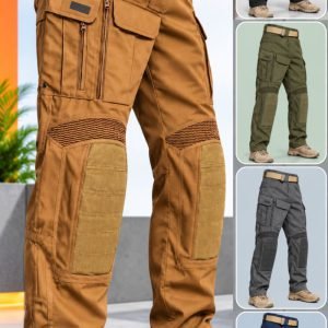 Men's Tan Tactical Cargo Pants with Knee Panel