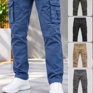 Men's Blue Cotton Cargo Pants