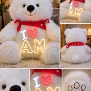 White Teddy Bear LED Light Lamp