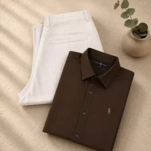 Men's Sky Blue Casual Shirt with Grey Denim Jeans Set | Versatile All-Day Comfort Wear