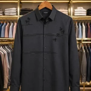 Men's Dark Grey Full Sleeve Shirt - Premium Office Wear