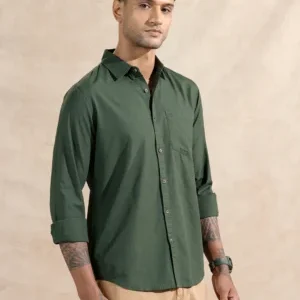 Men's Forest Green Cotton Casual Shirt | Superior Craftsmanship & Timeless Style