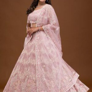 Embroidered Net Readymade Lehenga with Intricate Threadwork