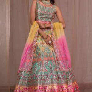 Multi Mirrorwork Banarasi Readymade Lehenga